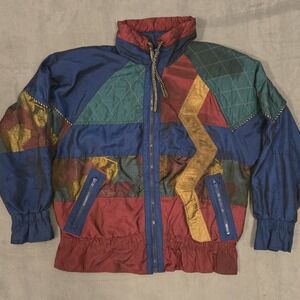 Y2K VTG KOMITOR Abstract Color Block WindbreakerJacket 90s Grunge Gorpcore